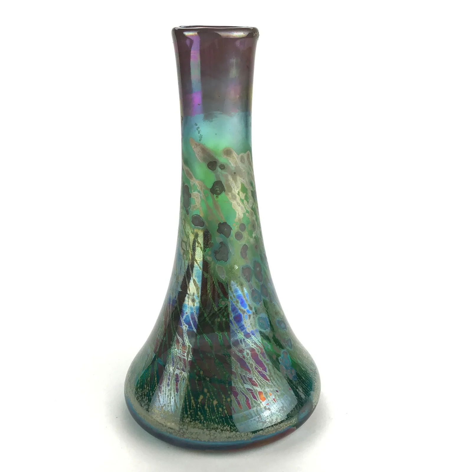 Vintage Glass Artisan Vase by R C Signed - 13