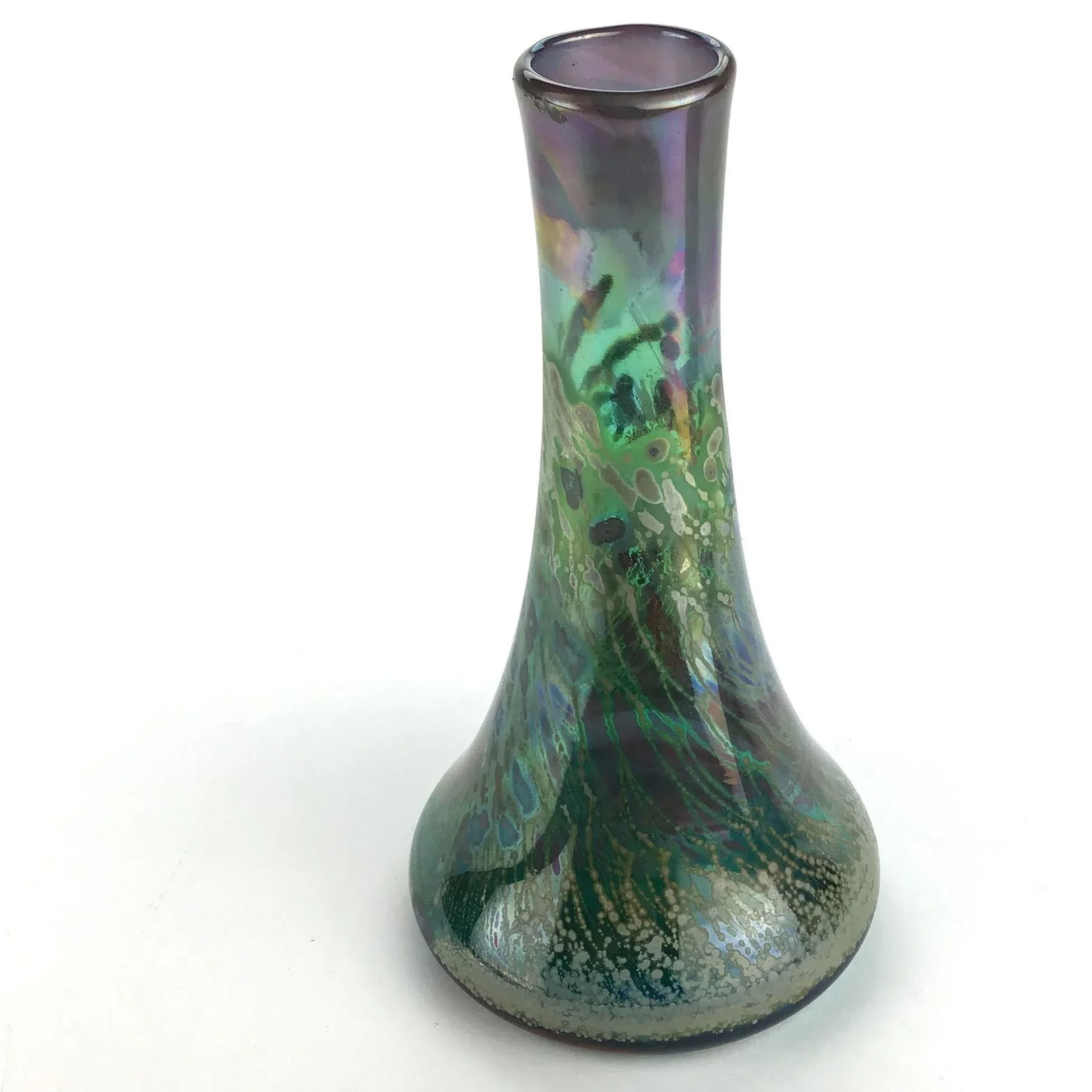 Vintage Glass Artisan Vase by R C Signed - 2