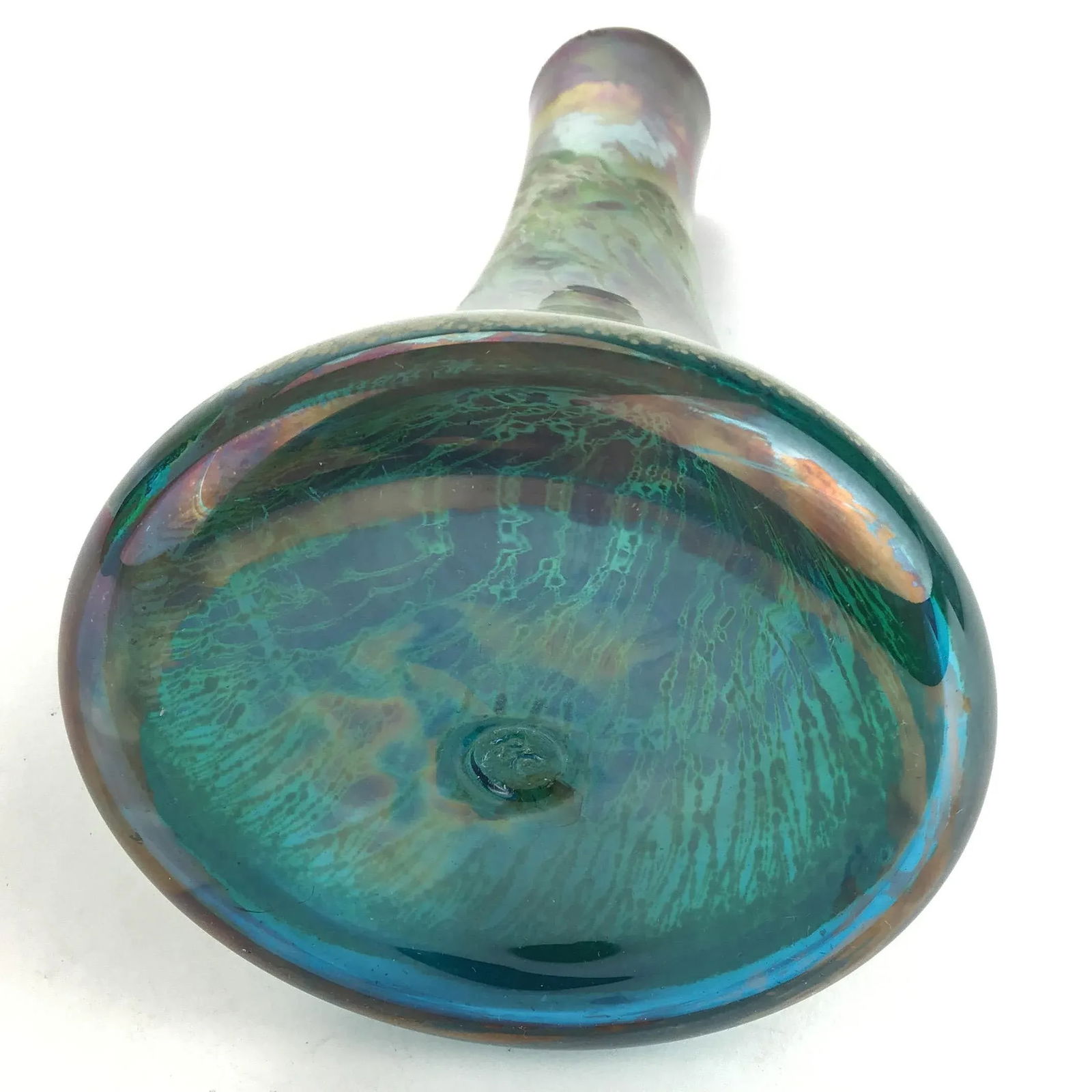 Vintage Glass Artisan Vase by R C Signed - 5