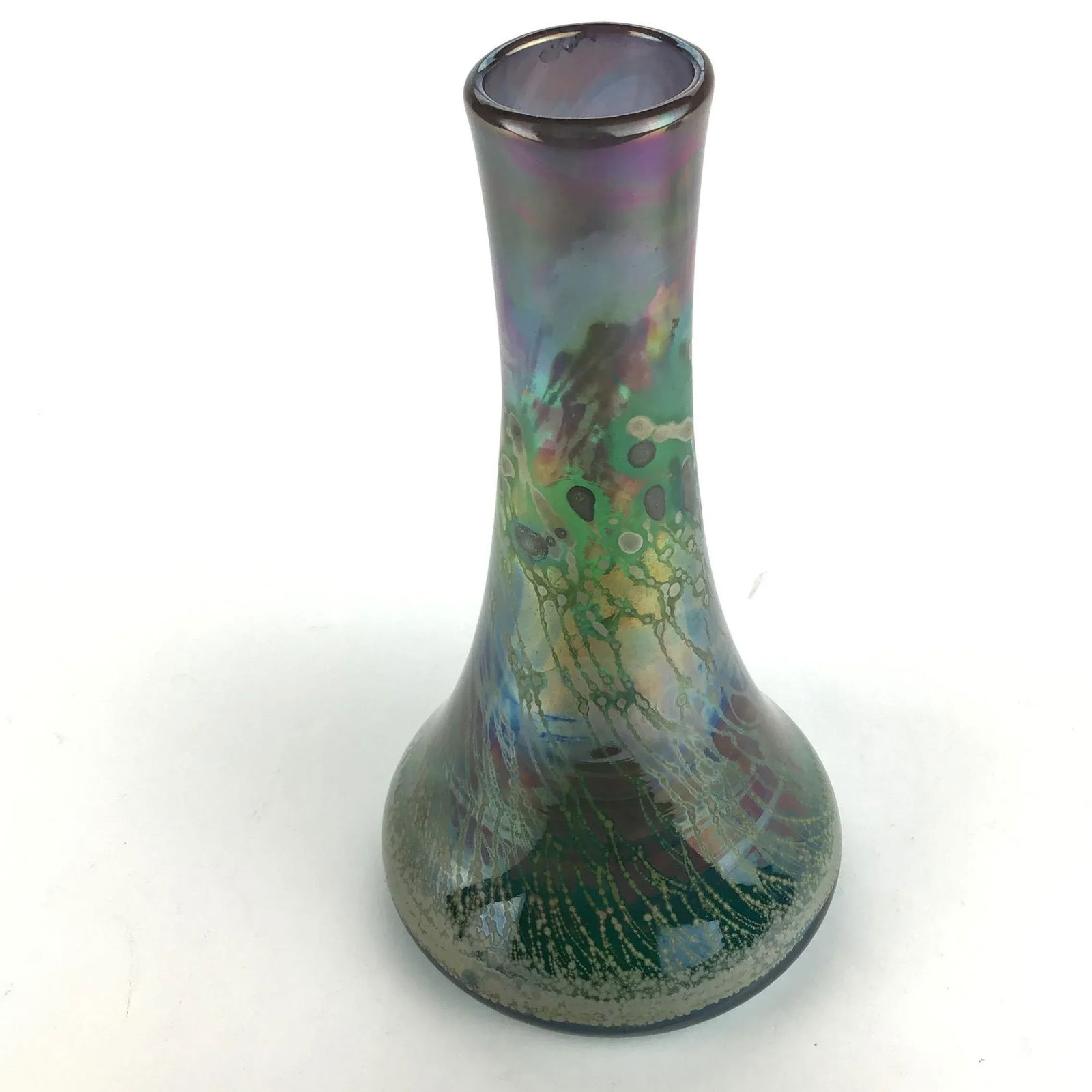Vintage Glass Artisan Vase by R C Signed - 7