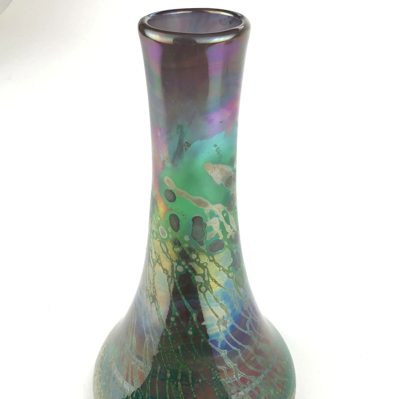 Vintage Glass Artisan Vase by R C Signed - 8
