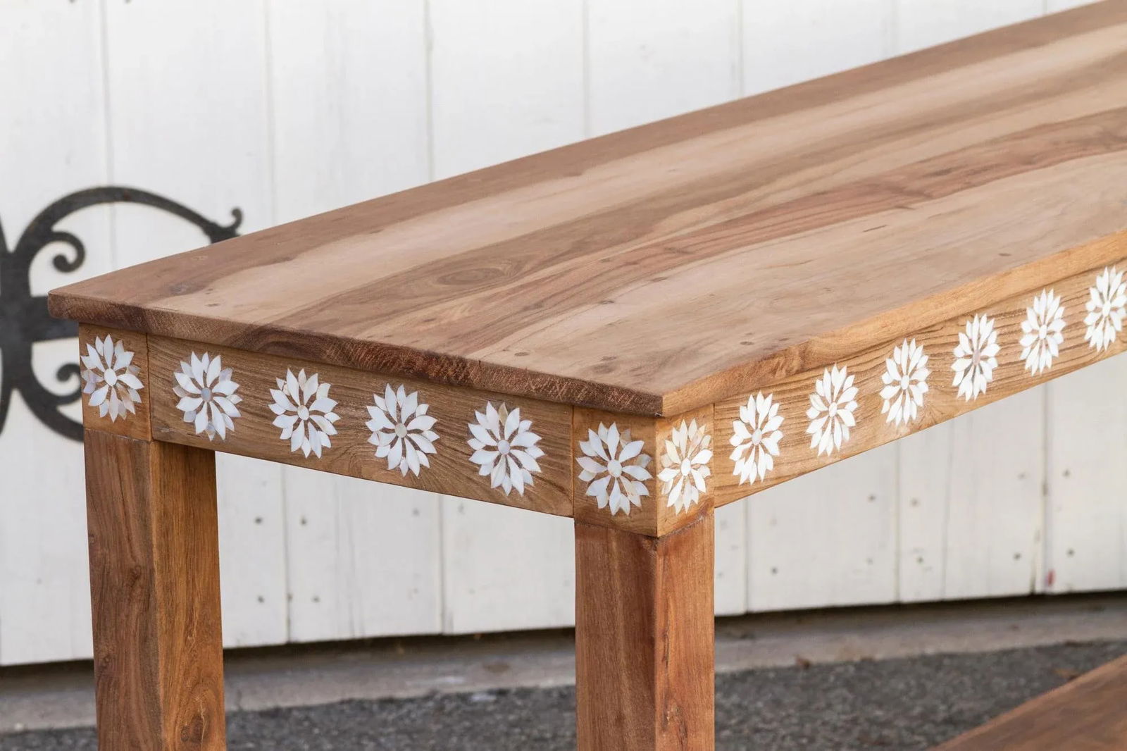 Reclaimed Teak Blossom Inlaid Console - 10
