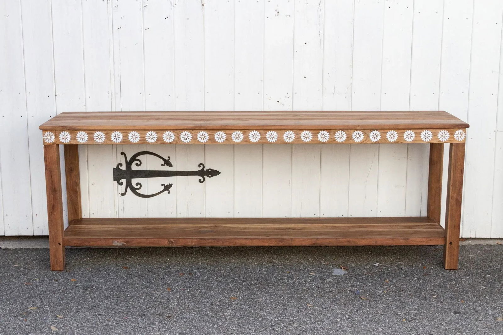 Reclaimed Teak Blossom Inlaid Console - 3