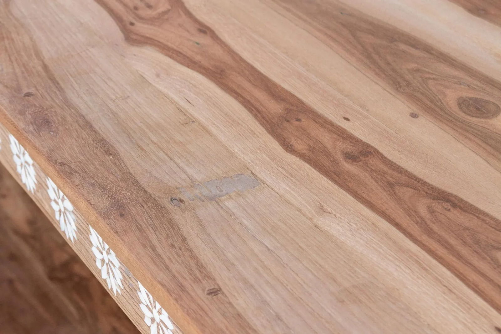 Reclaimed Teak Blossom Inlaid Console - 7