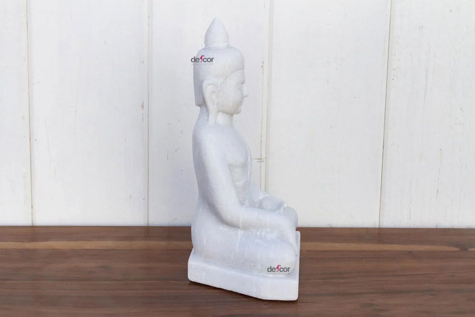 White Marble Burmese Sitting Buddha - 8