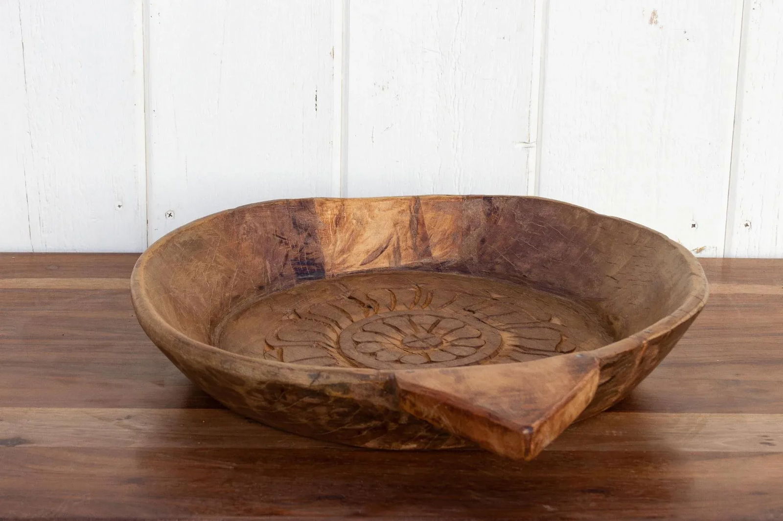 Warm Brown Carved Swati Bowl - 4