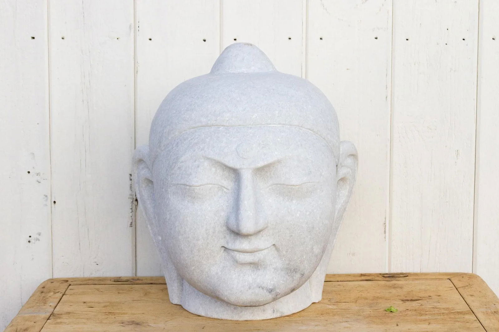Large Beautifully Carved Marble Buddha Head - 11