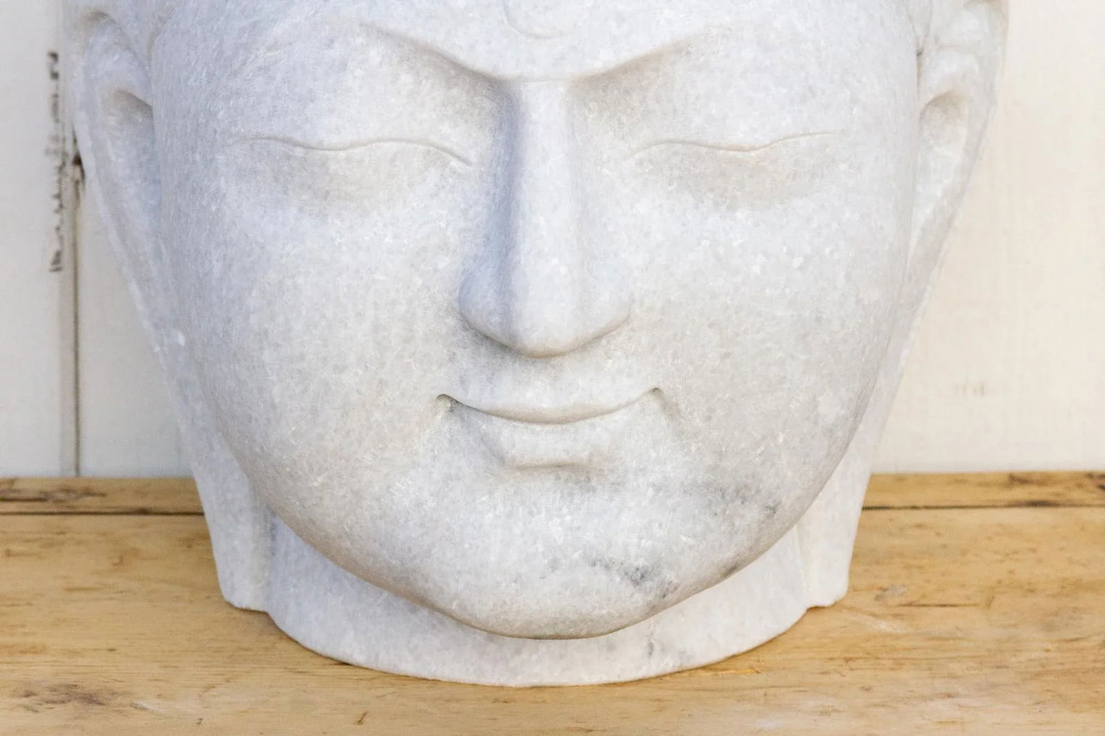 Large Beautifully Carved Marble Buddha Head - 5