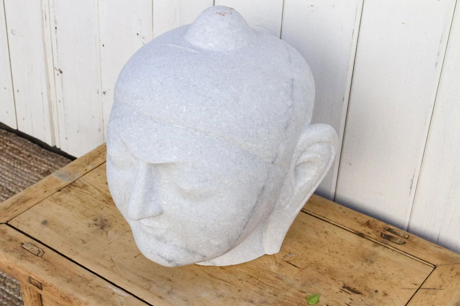 Large Beautifully Carved Marble Buddha Head - 7