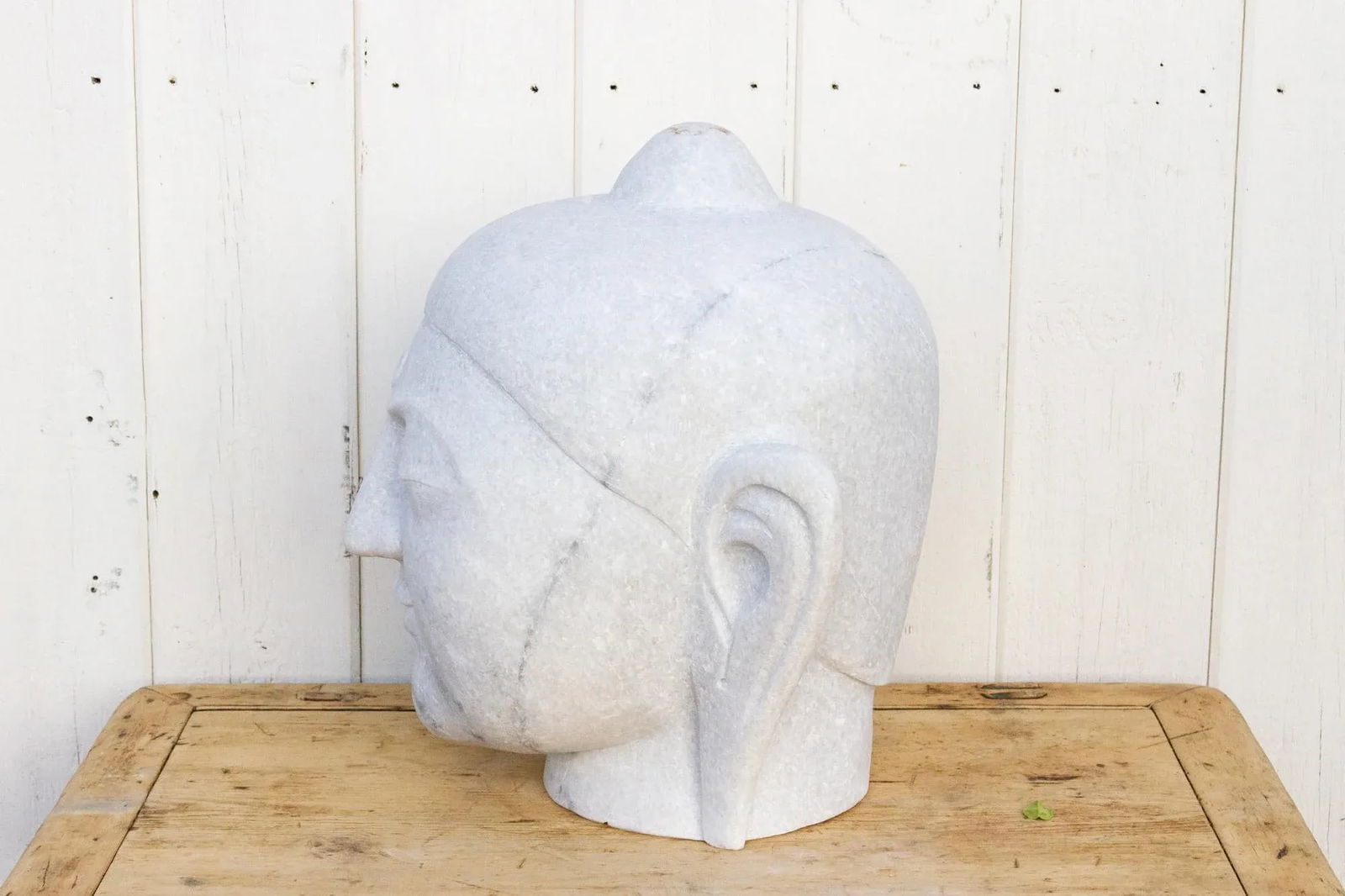 Large Beautifully Carved Marble Buddha Head - 8