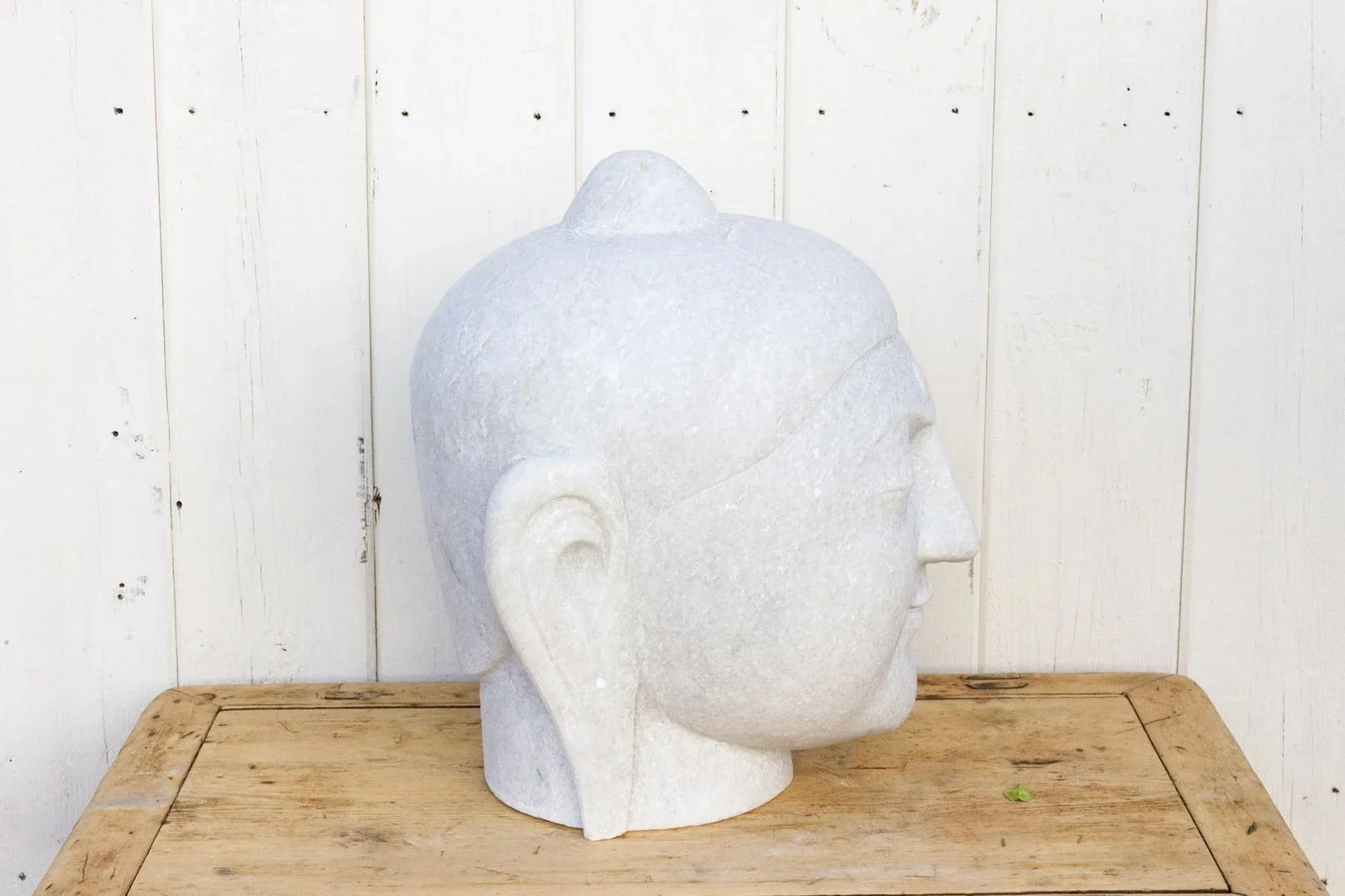 Large Beautifully Carved Marble Buddha Head - 9
