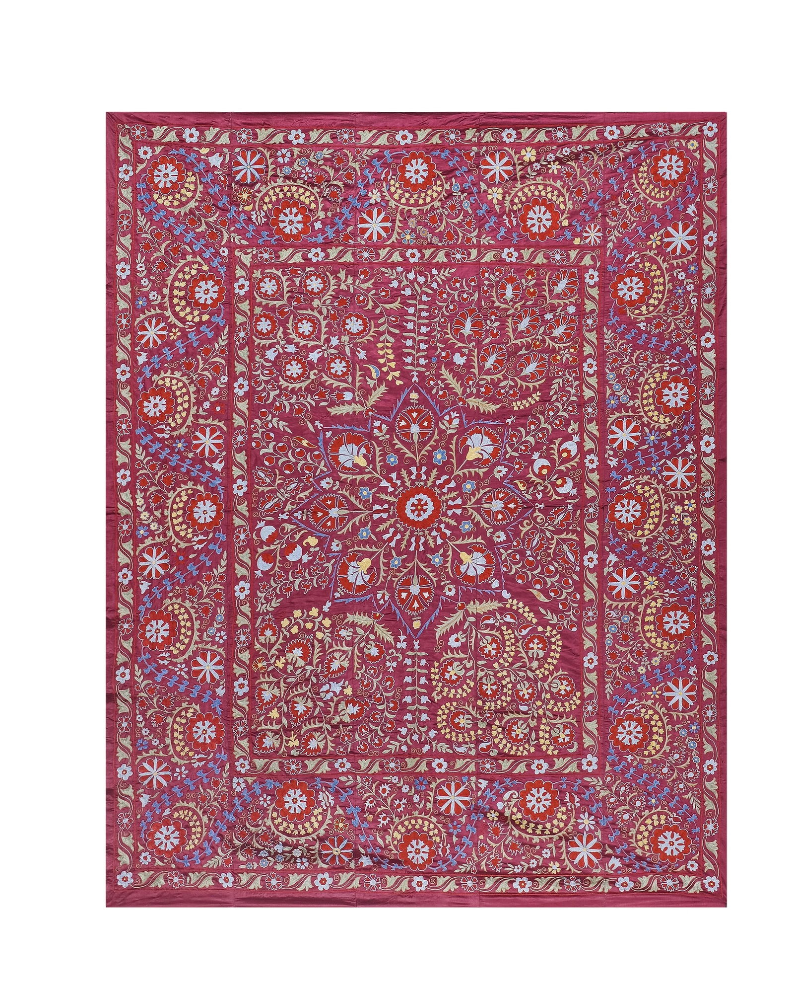 Giant Silk Suzani From Samarkand, Uzbekistan 7'9'' X 10' - 12