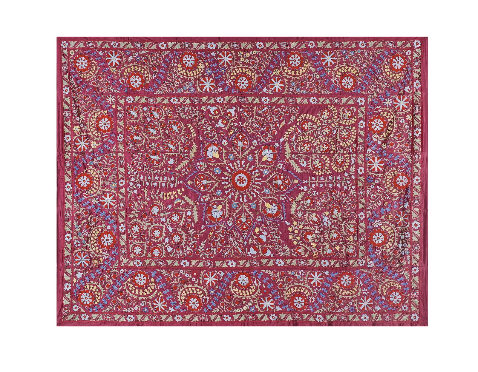 Giant Silk Suzani From Samarkand, Uzbekistan 7'9'' X 10' - 2