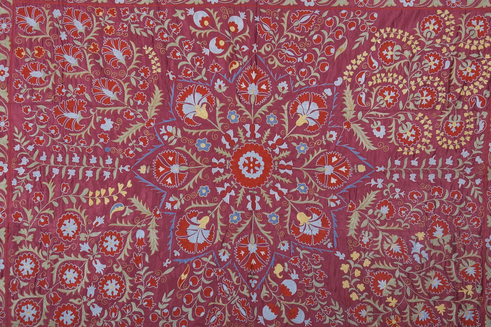 Giant Silk Suzani From Samarkand, Uzbekistan 7'9'' X 10' - 6