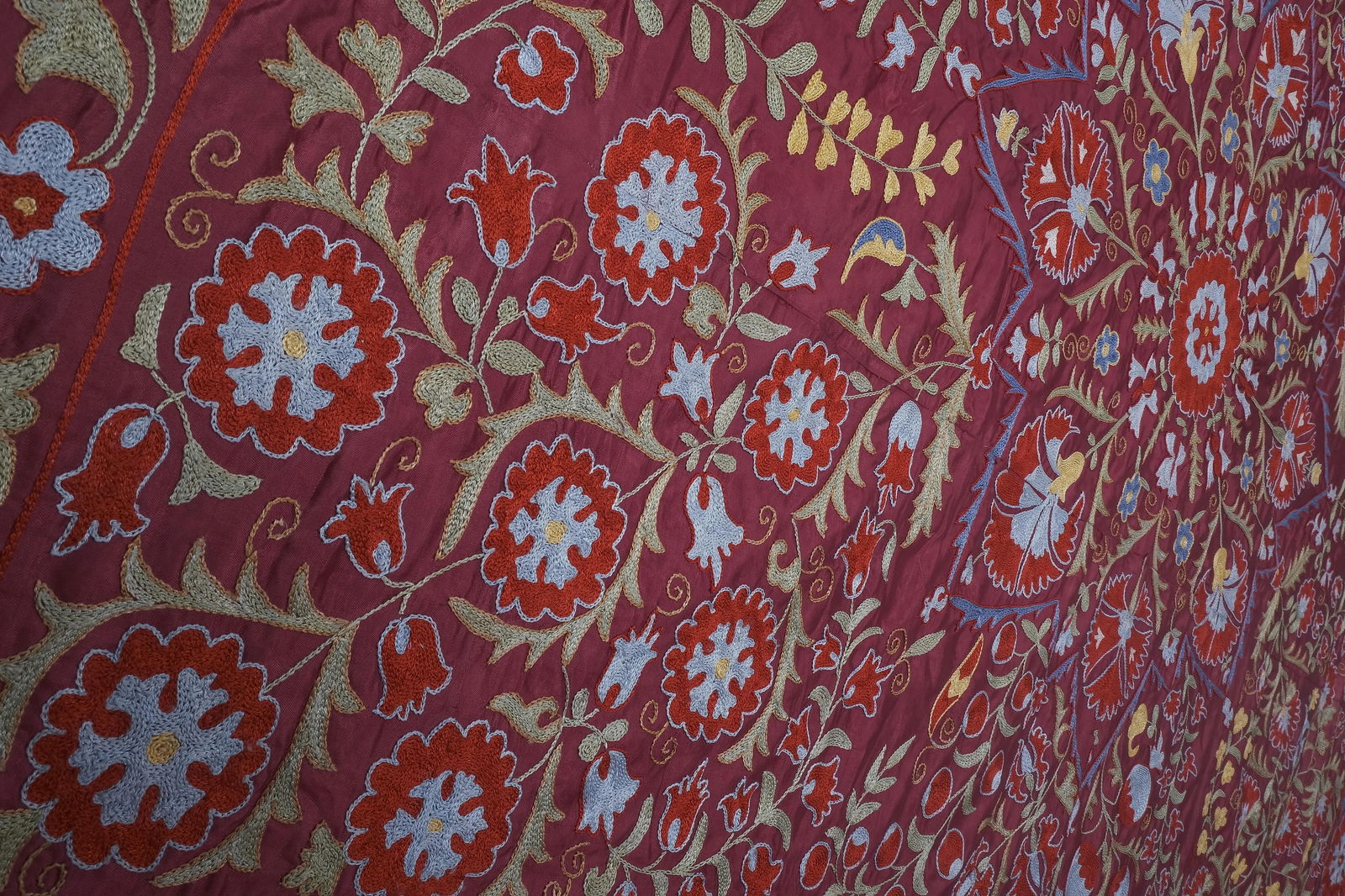 Giant Silk Suzani From Samarkand, Uzbekistan 7'9'' X 10' - 9