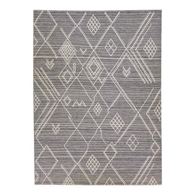 Early 21st Century Gray Contemporary Flatweave Kilim Wool Rug With Coastal Designed by Apadana