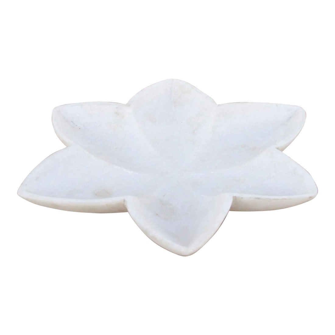 Pure Marble Starfish Jewelry Bowl: Ideal as a key catcher in an entryway or as a jewelry bowl, this beautiful vessel is sculpted out of a single block of marble with delicately carved edge and a lovely starfish motif. This marble