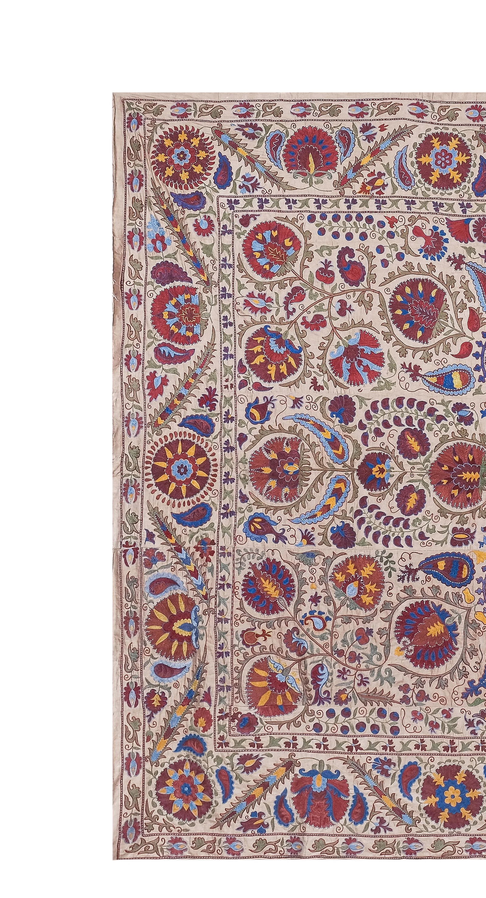 Silk Suzani Wall Hanging Decor 8'2'' X 9'10'' - 3