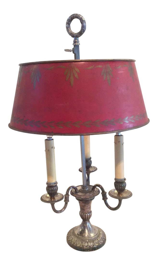 Nickel Plated Antique Bouillotte Table Lamp (1 of 5)