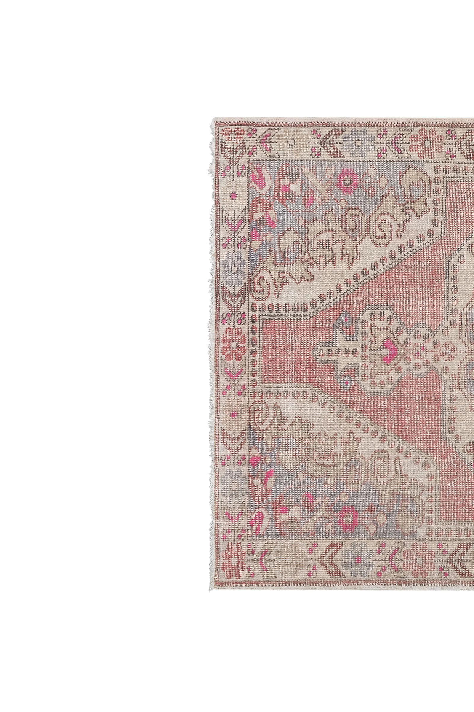 1960s Vintage Faded Turkish Kemerhisar Rug 4'7'' X 7'5'' - 4