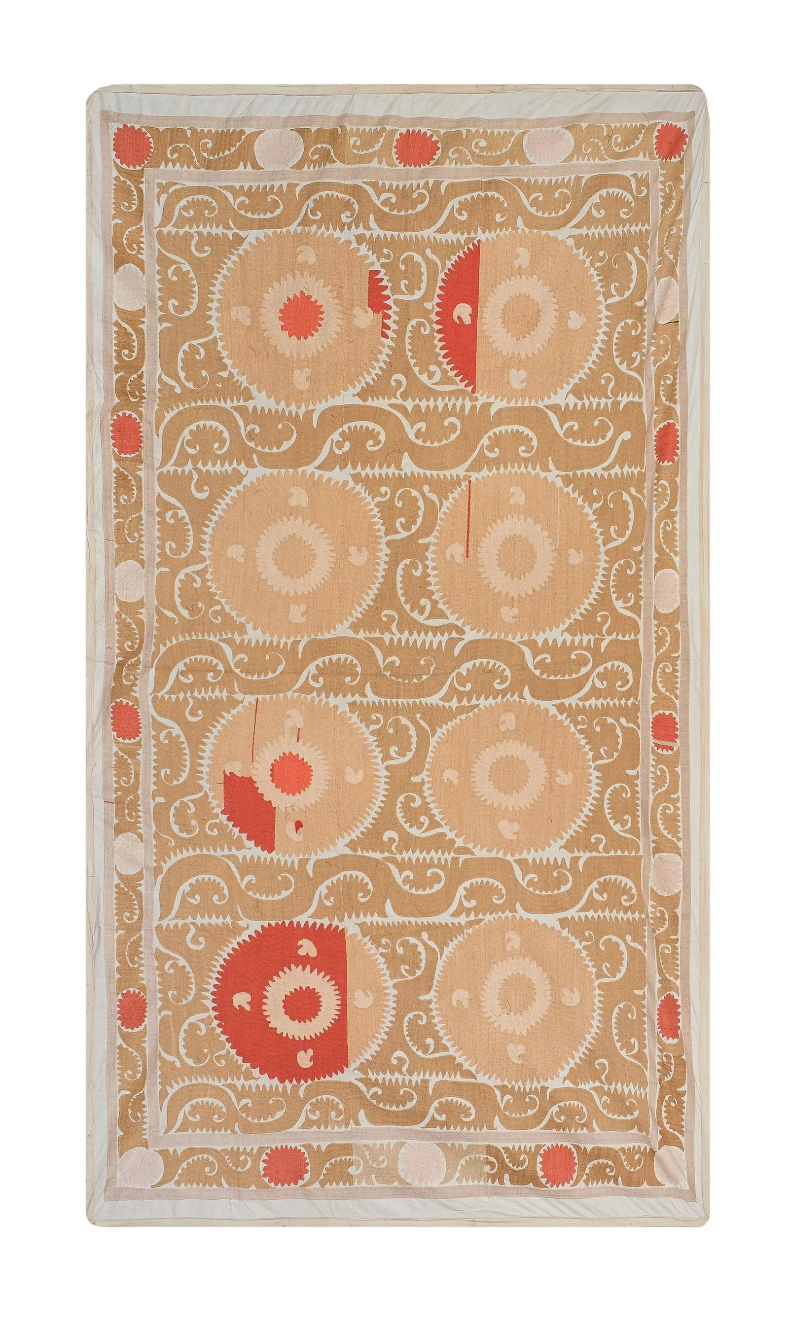 1960s Suzani Wall Hanging Decor With Pastel Colors - 11