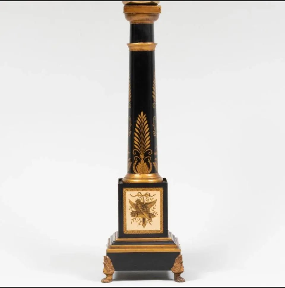 Early 20th Century Neoclassical Empire Style Black and Gold French Table Lamp - 3