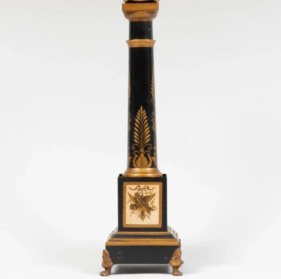 Early 20th Century Neoclassical Empire Style Black and Gold French Table Lamp - 4