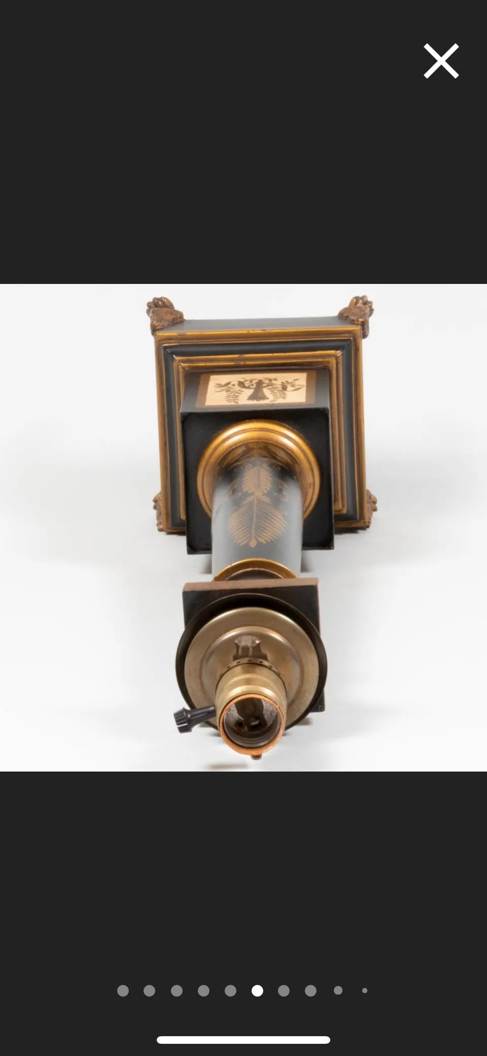 Early 20th Century Neoclassical Empire Style Black and Gold French Table Lamp - 7