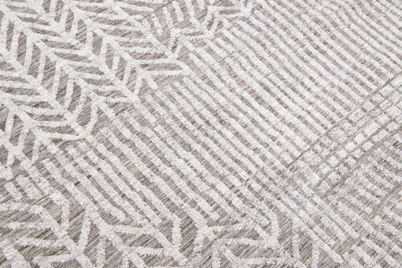 2010s Abstract Modern Moroccan Style Handmade Gray Wool Rug by Apadana - 2