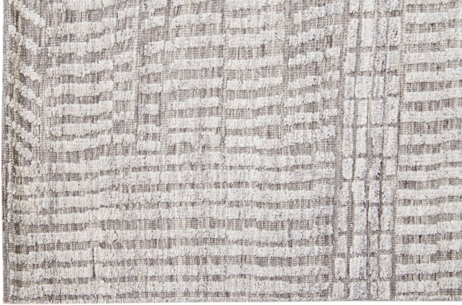 2010s Abstract Modern Moroccan Style Handmade Gray Wool Rug by Apadana - 4