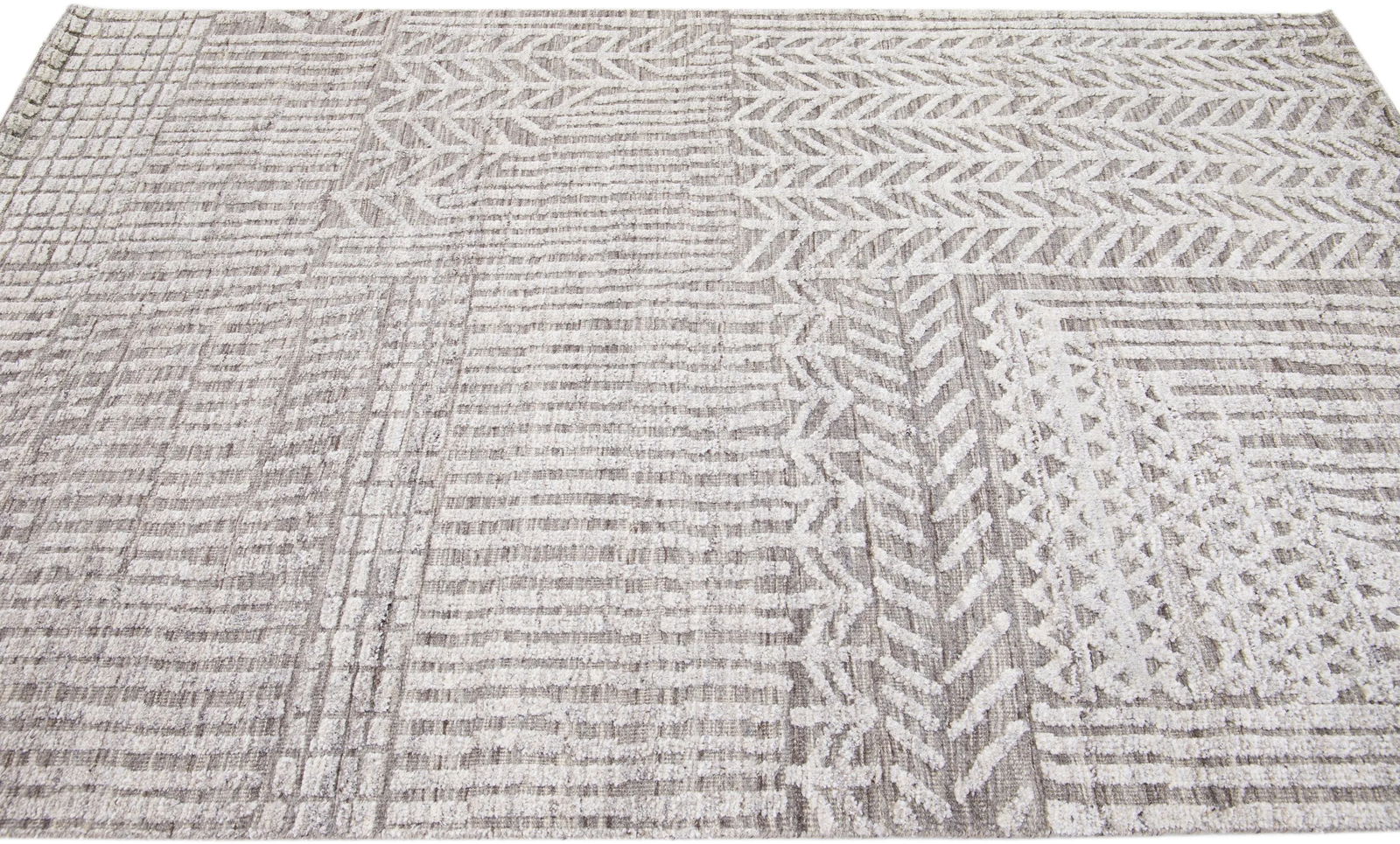 2010s Abstract Modern Moroccan Style Handmade Gray Wool Rug by Apadana - 5