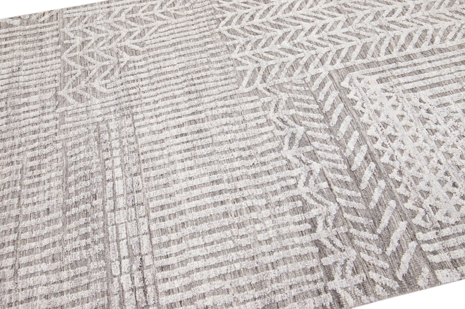 2010s Abstract Modern Moroccan Style Handmade Gray Wool Rug by Apadana - 6