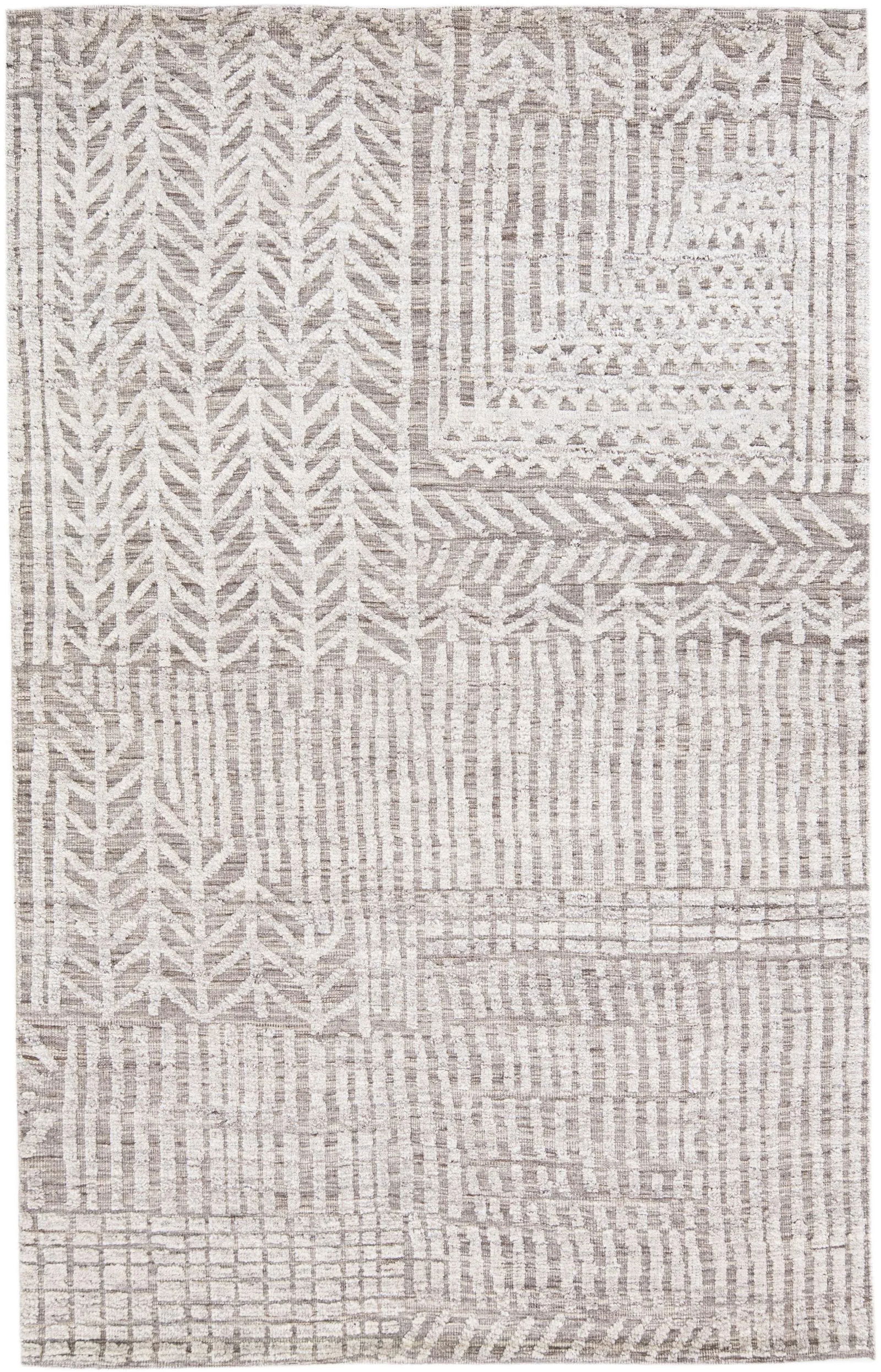 2010s Abstract Modern Moroccan Style Handmade Gray Wool Rug by Apadana - 7