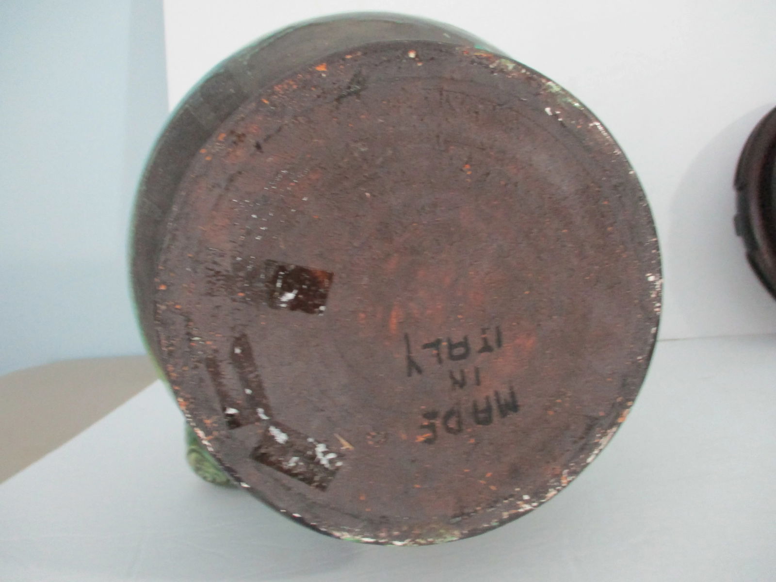 Italian Green Glazed Dragon Spout Pot on Hongmu Wooden Stand - 8