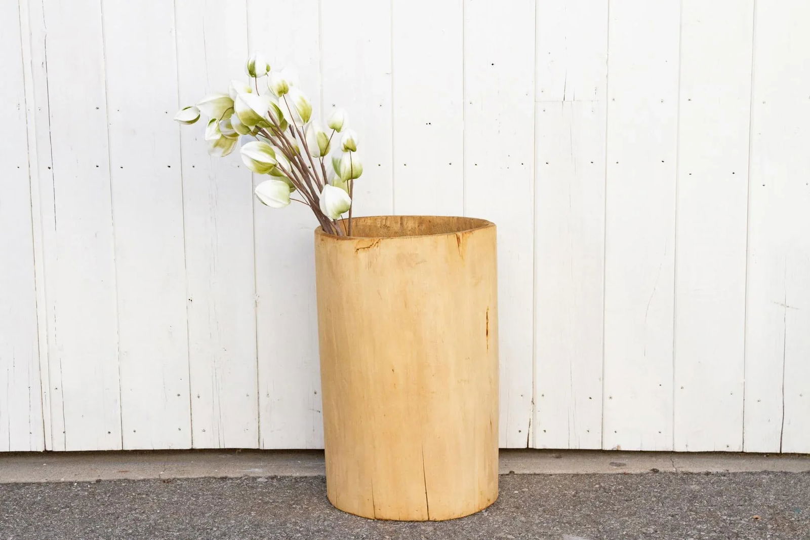 Tall Bleached Wood Asian Planter - 9