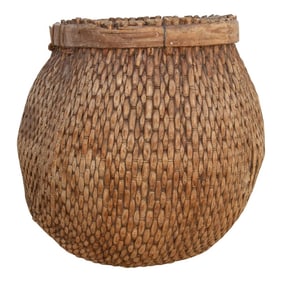 Antique Woven Grain Bucket