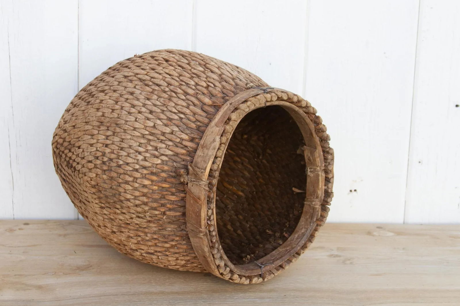 Antique Woven Grain Bucket - 6