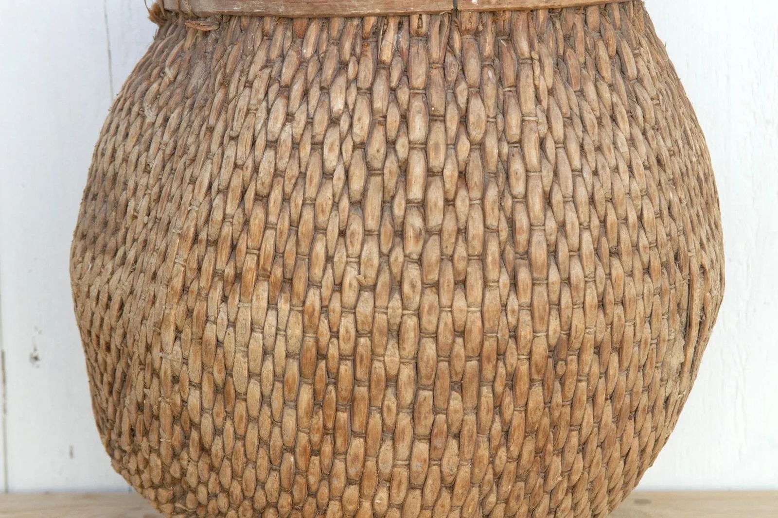 Antique Woven Grain Bucket - 7