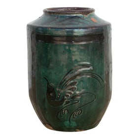 Vintage Emerald Green Glazed Vase
