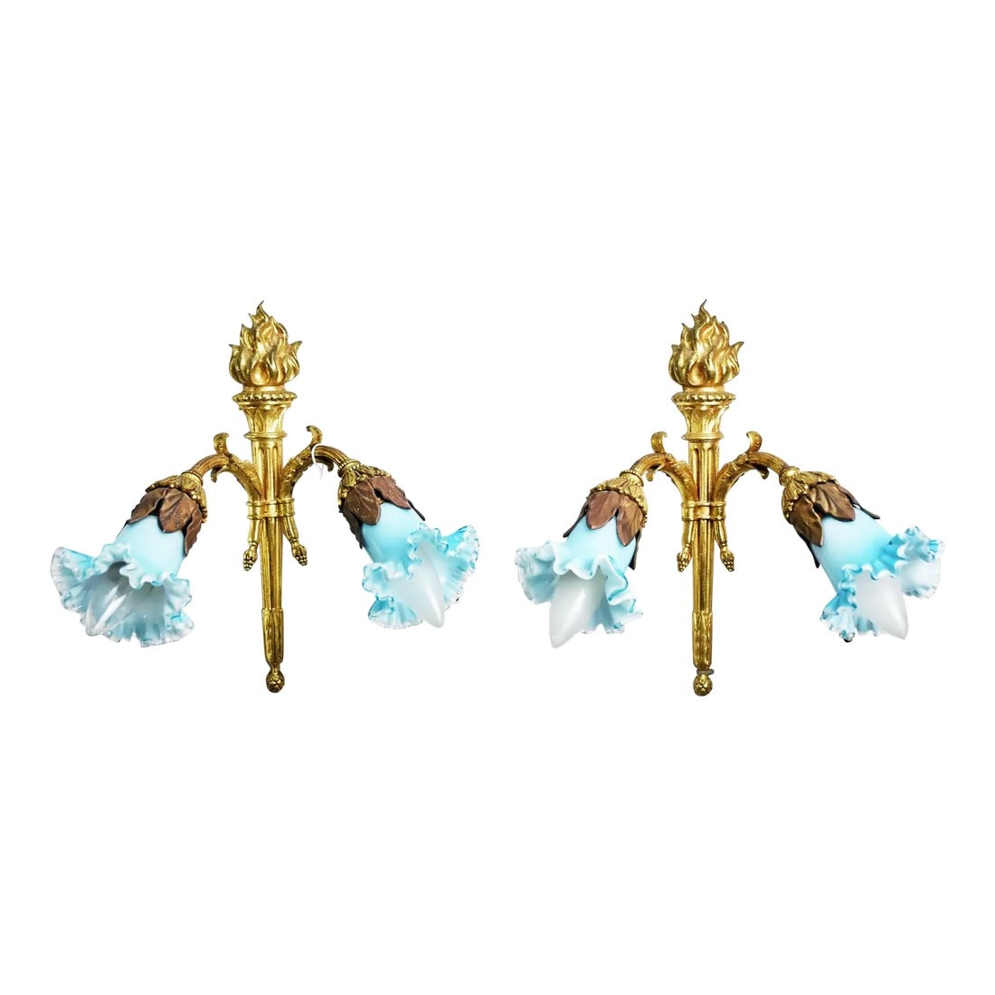 Early 20th Century French Louis XVI Style Wall Lamp Sconces, a Pair