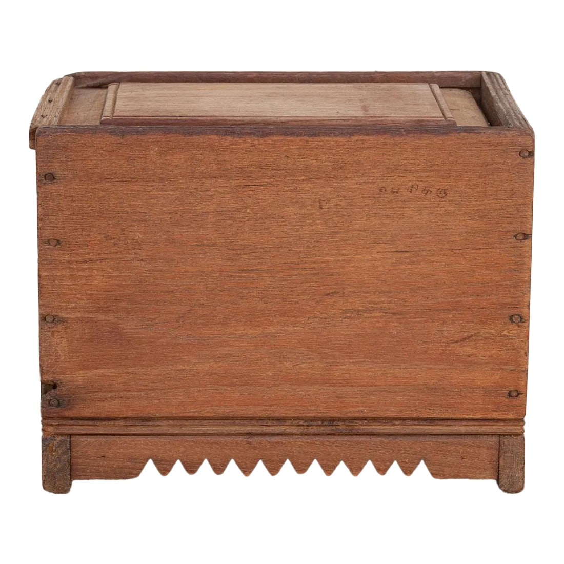 Antique Colonial Spice Box: A rare antique colonial style spice box from Ceylon. Of Dutch colonial style, this box is characterized by a blend of European and Asian design elements, reflecting the cultural exchange and