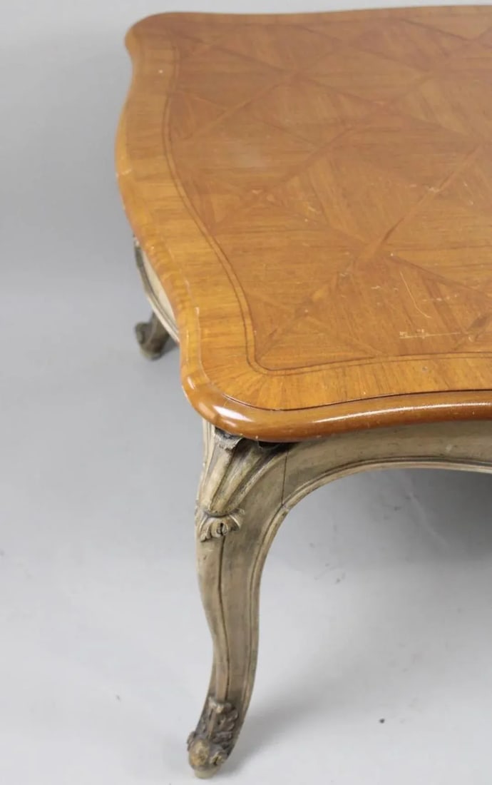 1930s French Provincial Inlaid Parquet Two Leaf Dining Table - 4