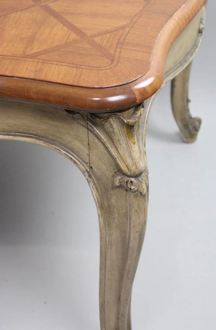 1930s French Provincial Inlaid Parquet Two Leaf Dining Table - 7