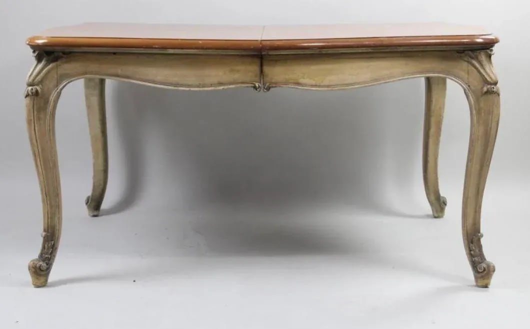 1930s French Provincial Inlaid Parquet Two Leaf Dining Table - 8