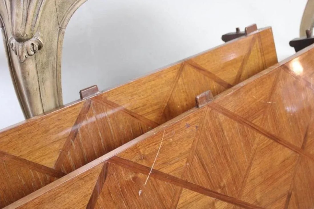 1930s French Provincial Inlaid Parquet Two Leaf Dining Table - 9