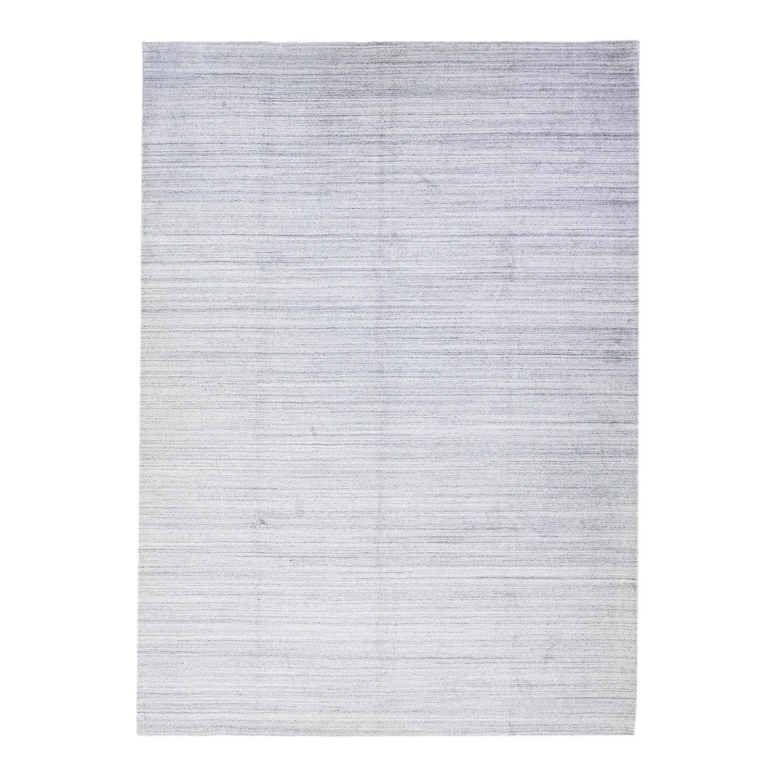 2020s Gray Modern Hand-Loom Wool Rug With Stripe Design: Beautiful modern hand-Loom wool rug with an ivory field. This piece has gray accents in a gorgeous all-over geometric minimal design. This rug measures 10' x 14'. Condition: Imperfections: No