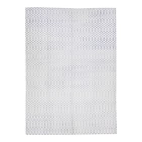 2010s Gray Modern Wool & Silk Rug With Geometric Seamless Design