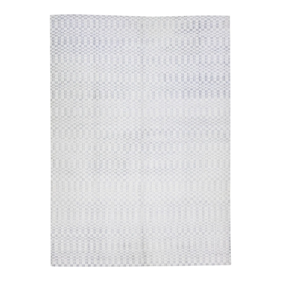 2010s Gray Modern Wool & Silk Rug With Geometric Seamless Design (1 of 7)