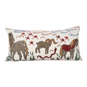 Suzani Animal Garden Long Cushion Cover