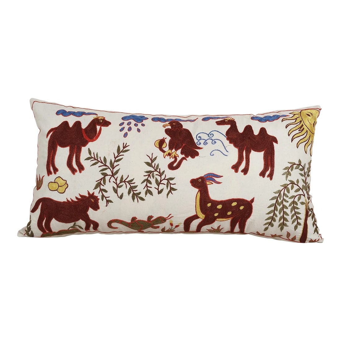 Tashkent Suzani Animal Bedding Pillow Case: Tashkent Suzani Animal Bedding Pillow Case Made From Suzani, Lumbar Horse and Camel Tashkent Cushion Cover Suzani is an exquisite fabric, every piece is unique but can also contain small imperfections